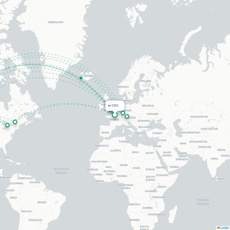 CDG - YVR route map