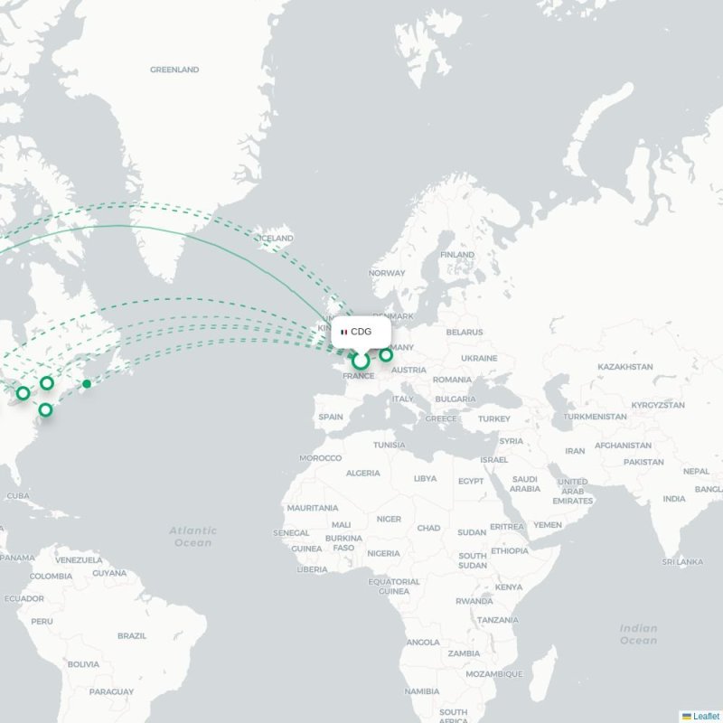 CDG - YYC route map