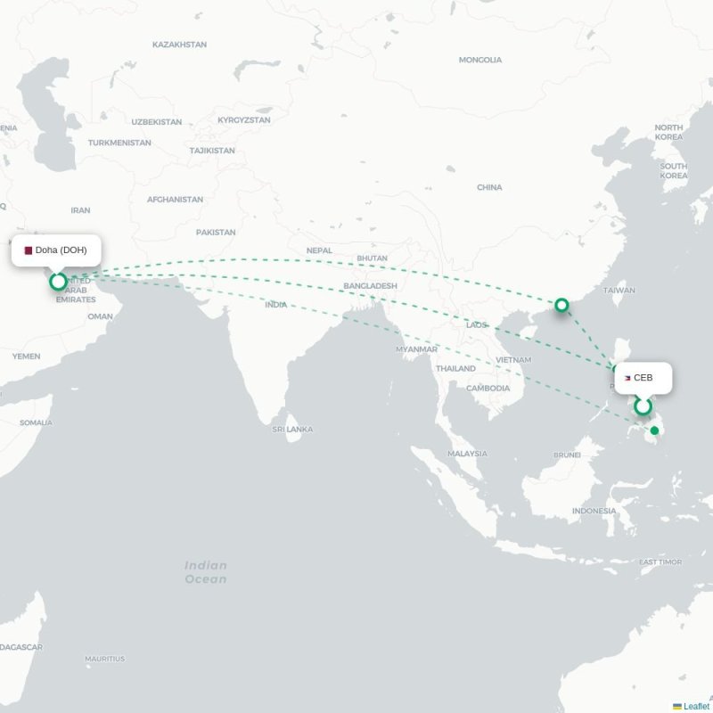 CEB - DOH route map