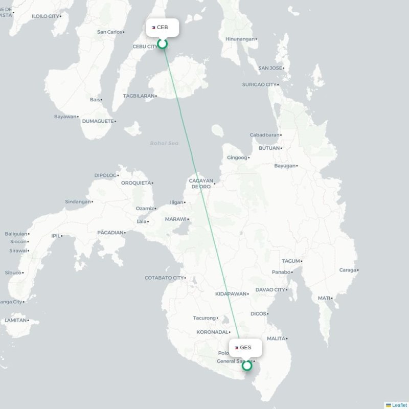 CEB - GES route map