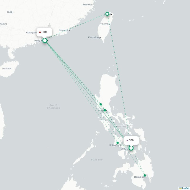 CEB - HKG route map