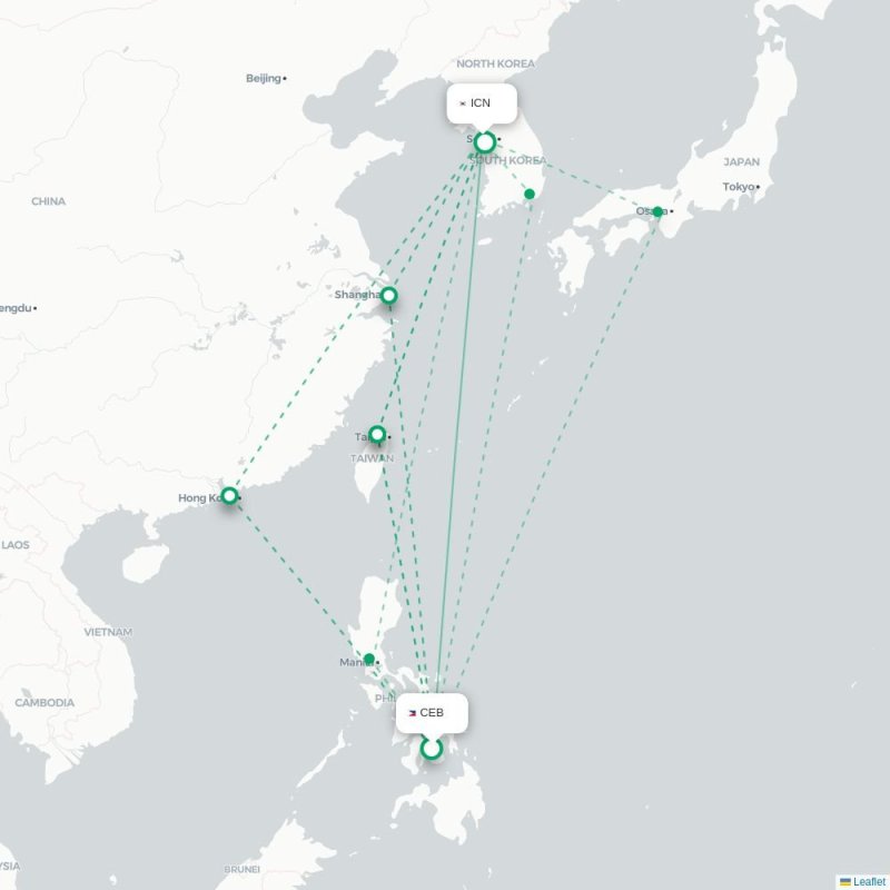 CEB - ICN route map