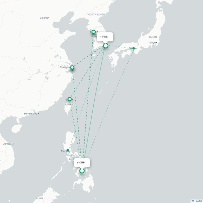 CEB - PUS route map