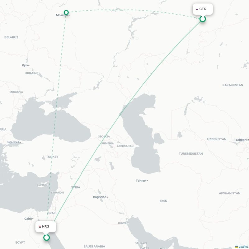 CEK - HRG route map