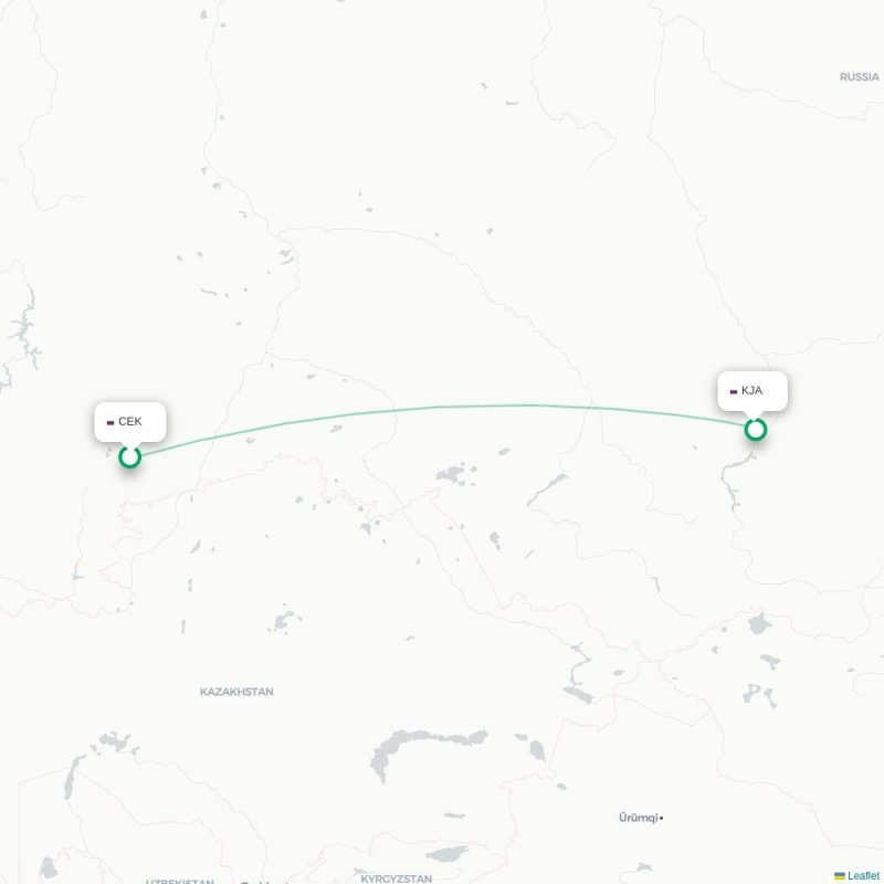 CEK - KJA route map
