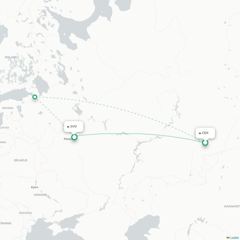 CEK - SVO route map