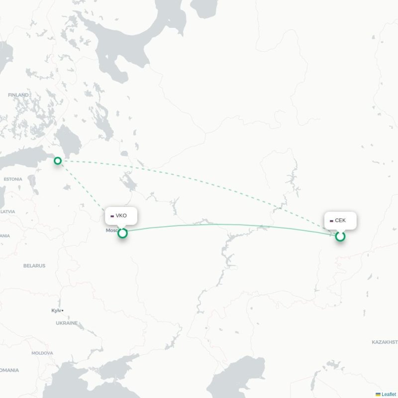 CEK - VKO route map
