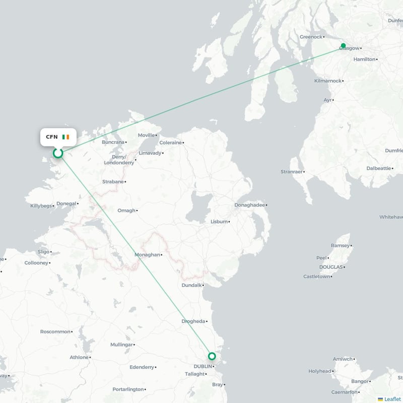 Route map Donegal  CFN airport