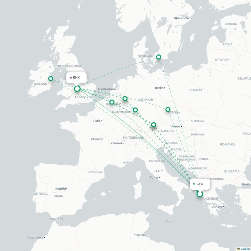 CFU - BHX route map