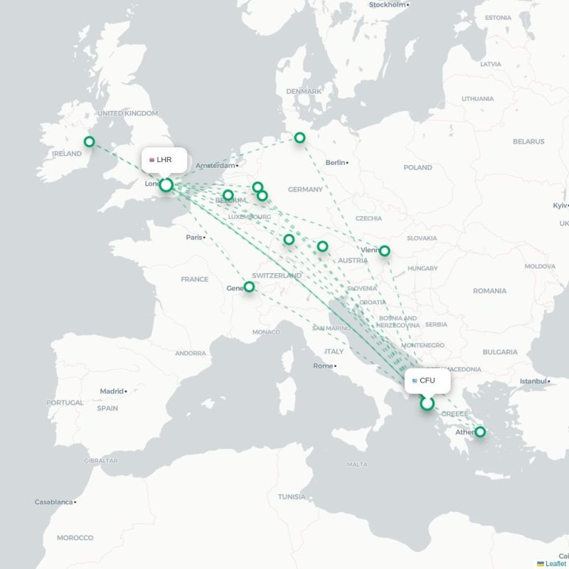 CFU - LHR route map
