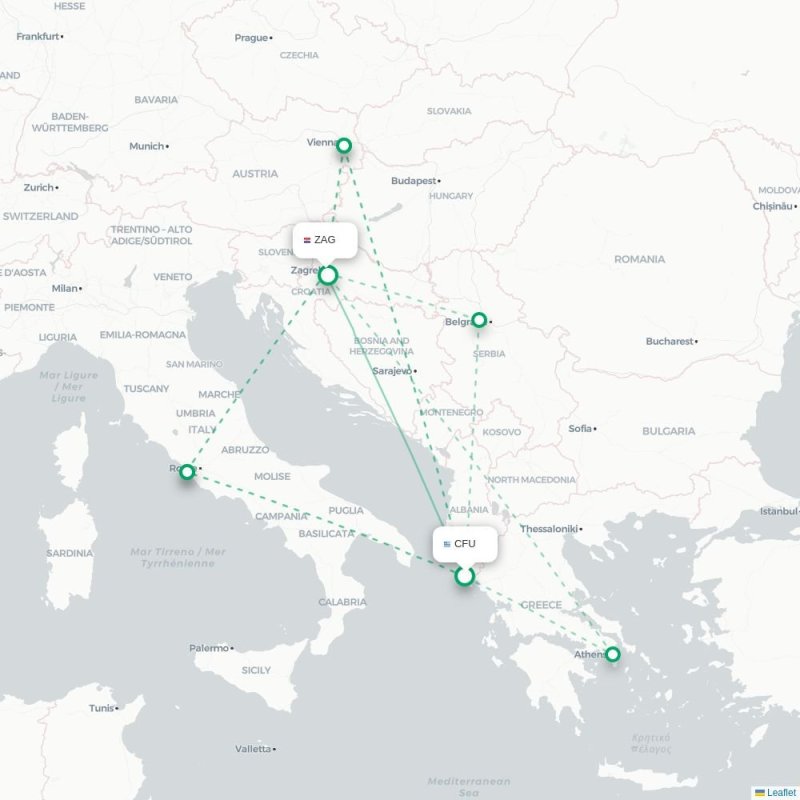 CFU - ZAG route map