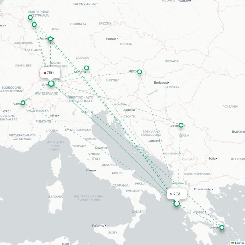 CFU - ZRH route map
