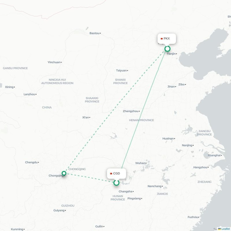 CGD - PKX route map