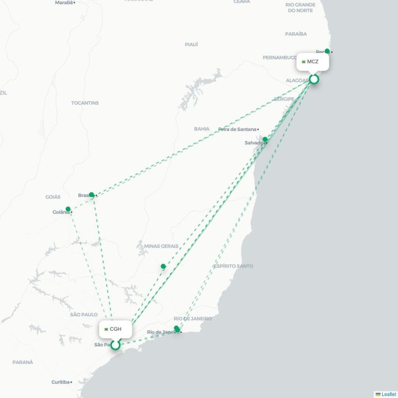 CGH - MCZ route map