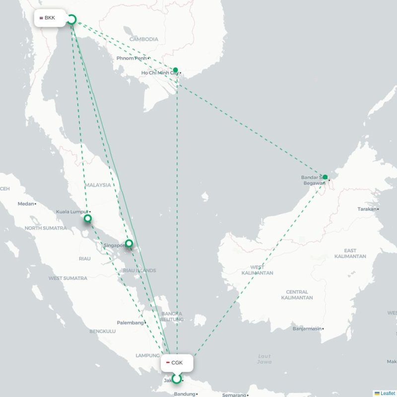 CGK - BKK route map