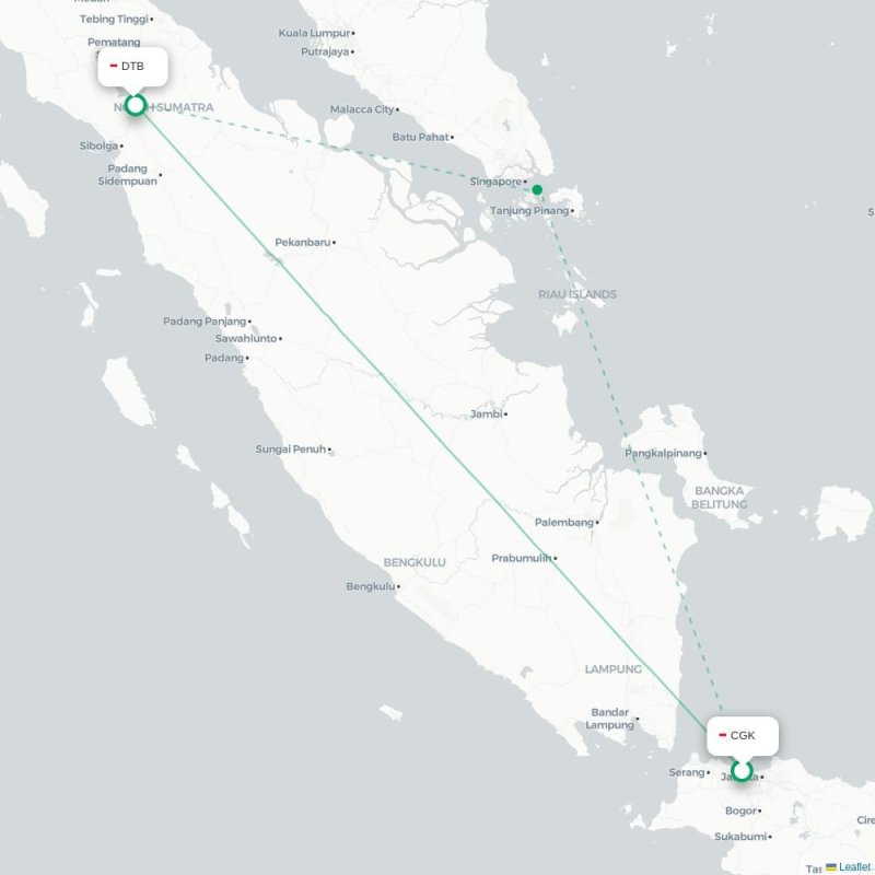 CGK - DTB route map