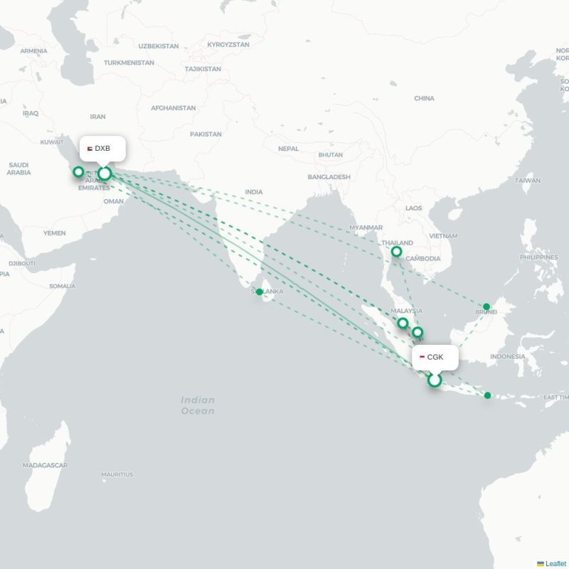 CGK - DXB route map