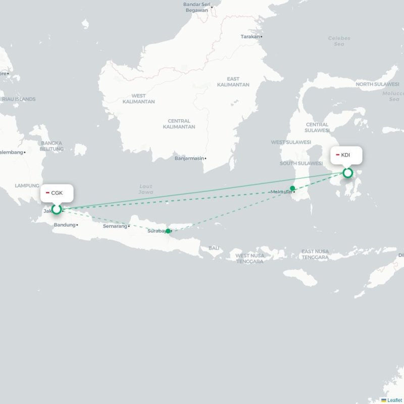 CGK - KDI route map