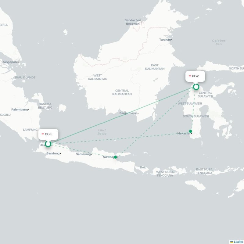 CGK - PLW route map