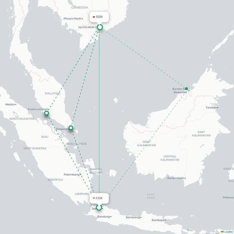 CGK - SGN route map