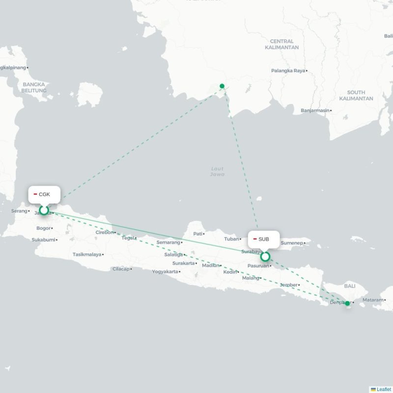 CGK - SUB route map