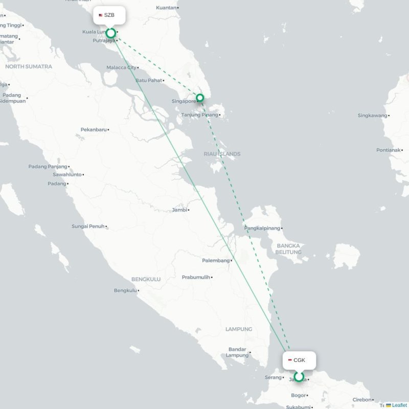CGK - SZB route map