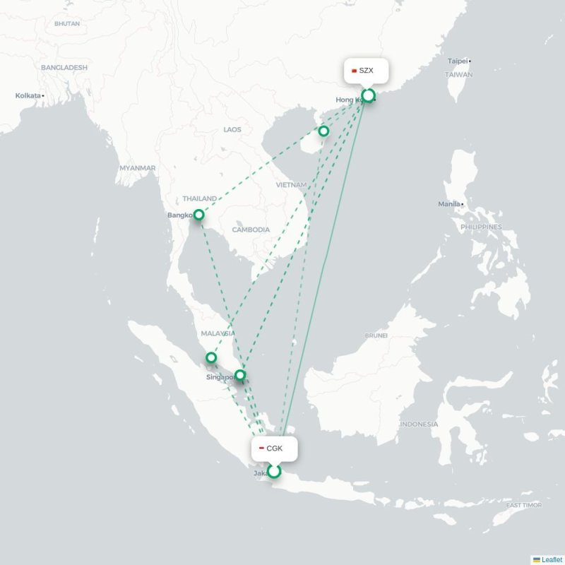 CGK - SZX route map