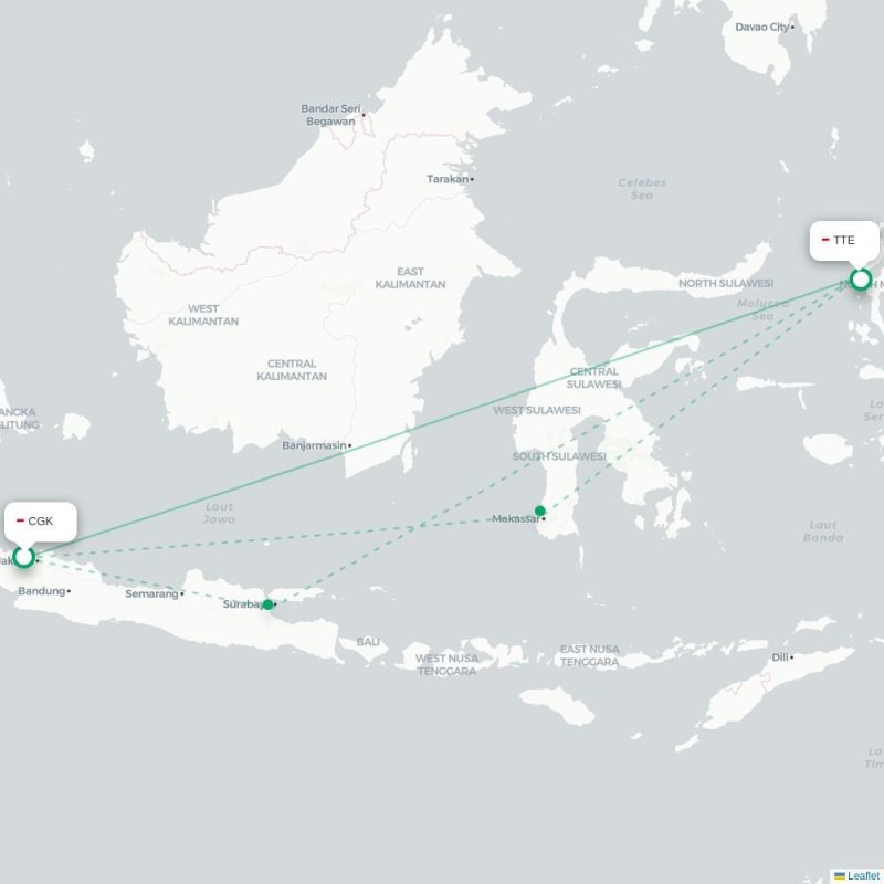 CGK - TTE route map