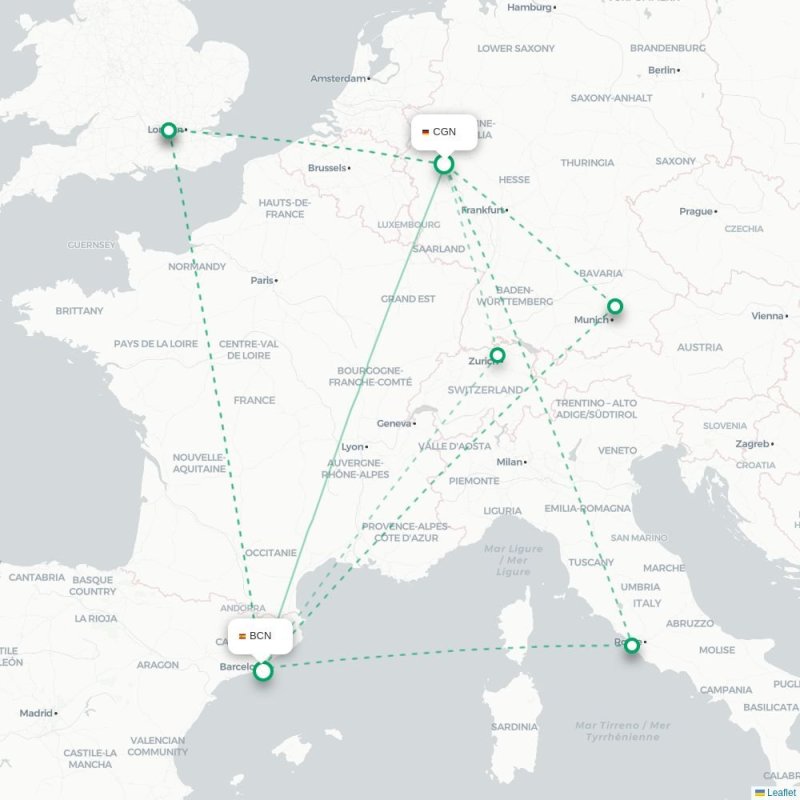 CGN - BCN route map