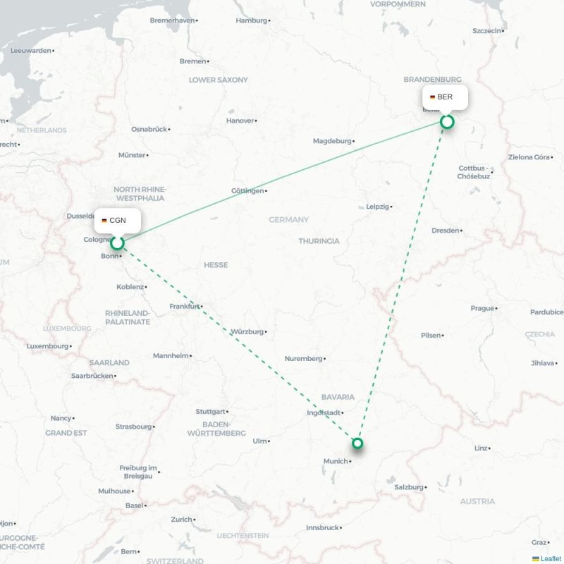 CGN - BER route map