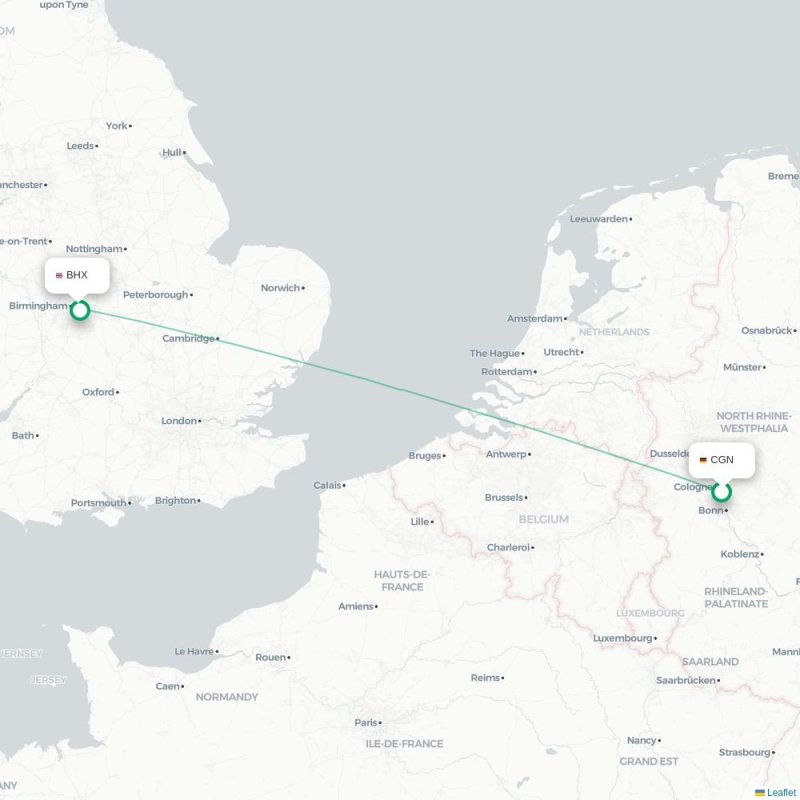 CGN - BHX route map