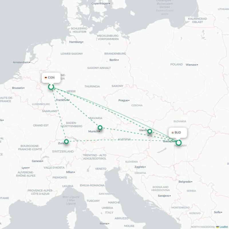 CGN - BUD route map