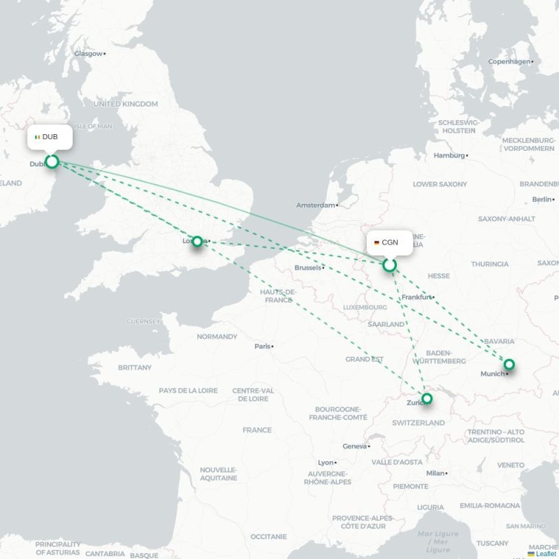 CGN - DUB route map