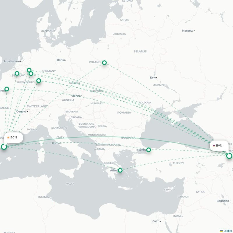 CGN - EVN route map