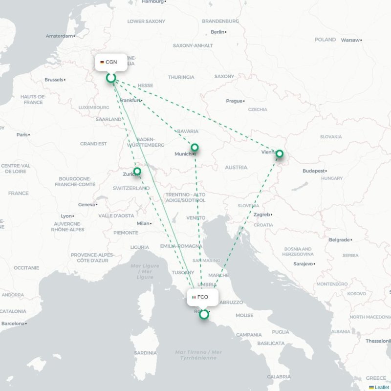 CGN - FCO route map
