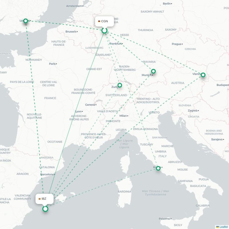 CGN - IBZ route map