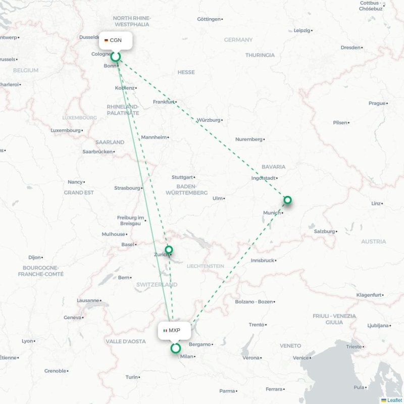 CGN - MXP route map