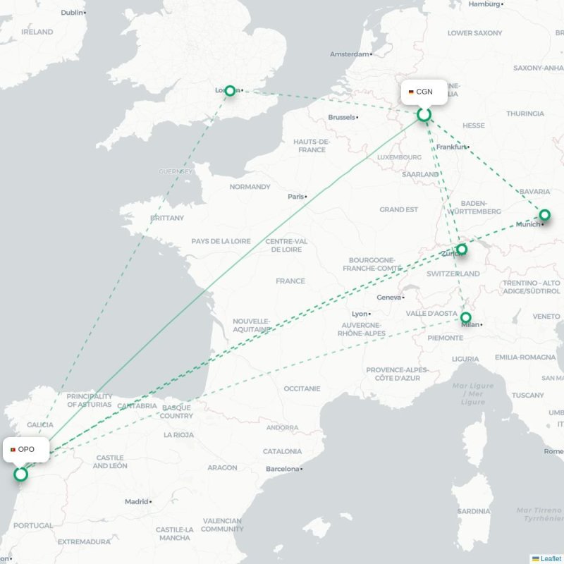 CGN - OPO route map