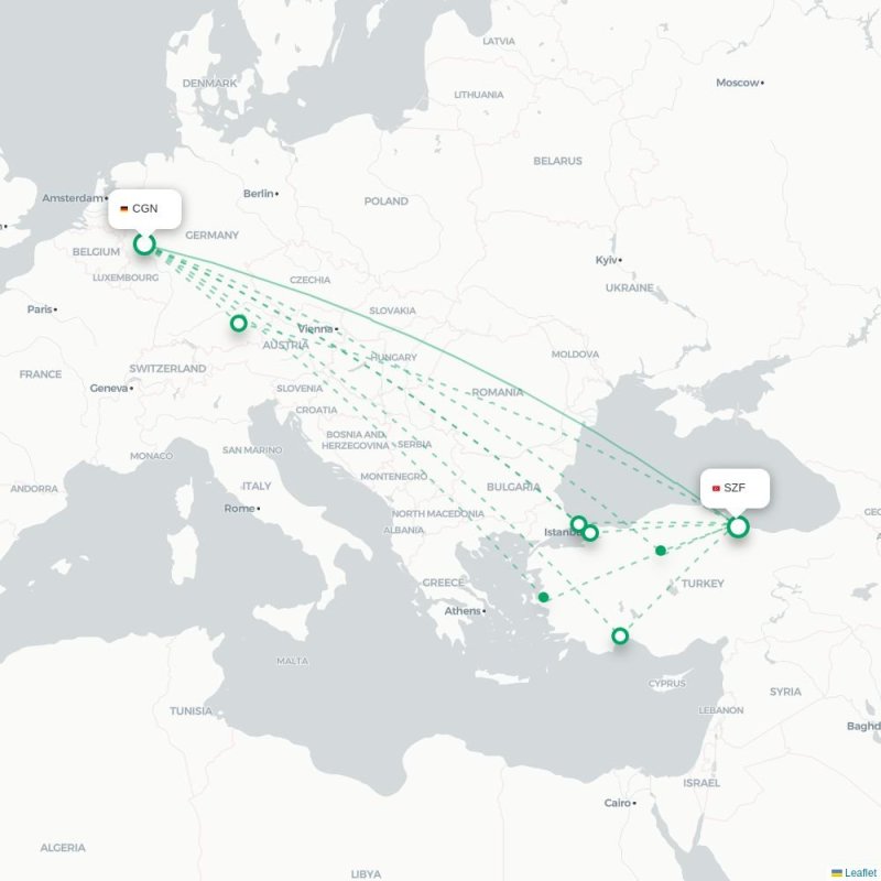 CGN - SZF route map