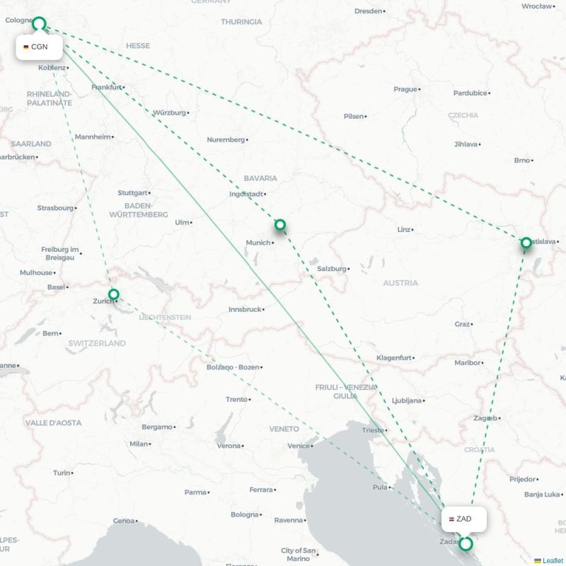 CGN - ZAD route map