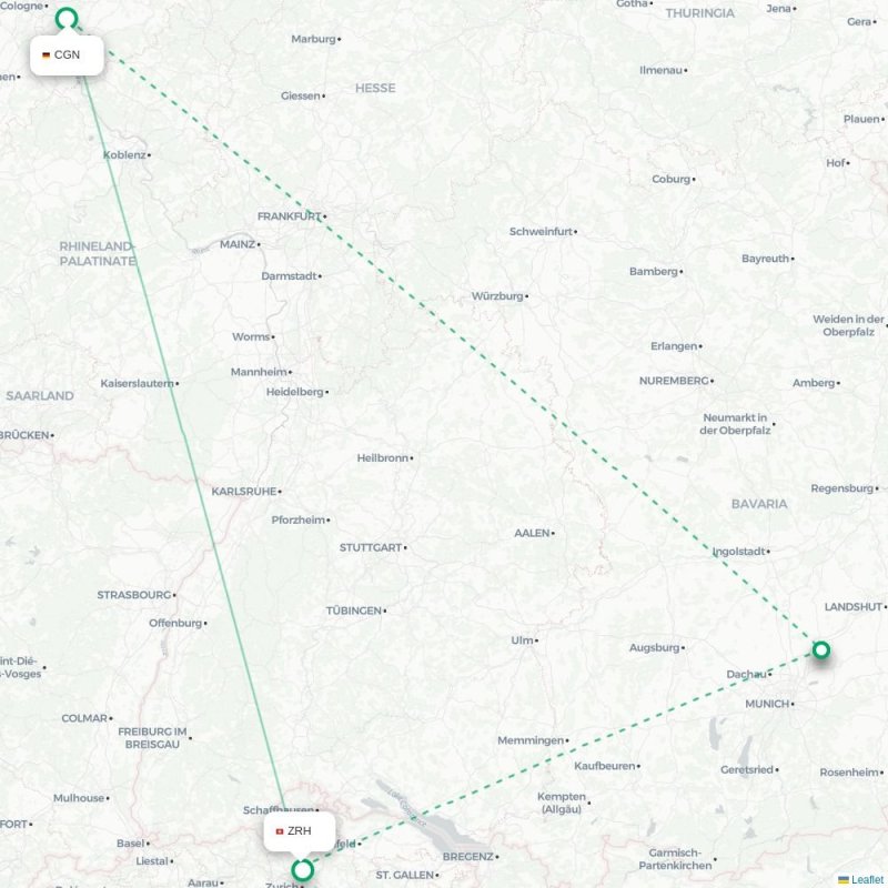 CGN - ZRH route map