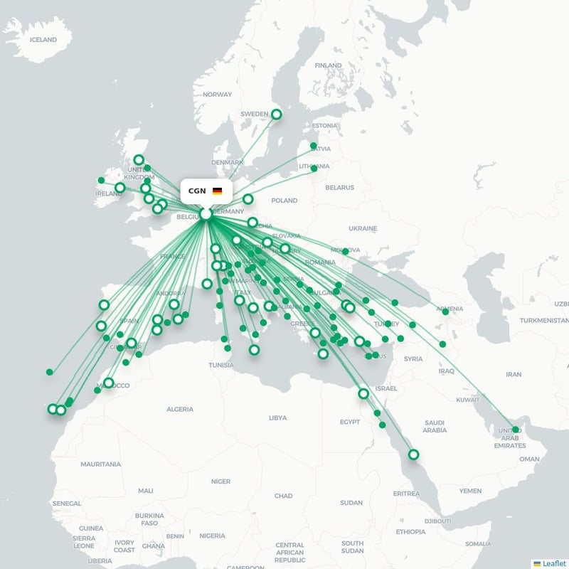 Route map Köln  CGN airport