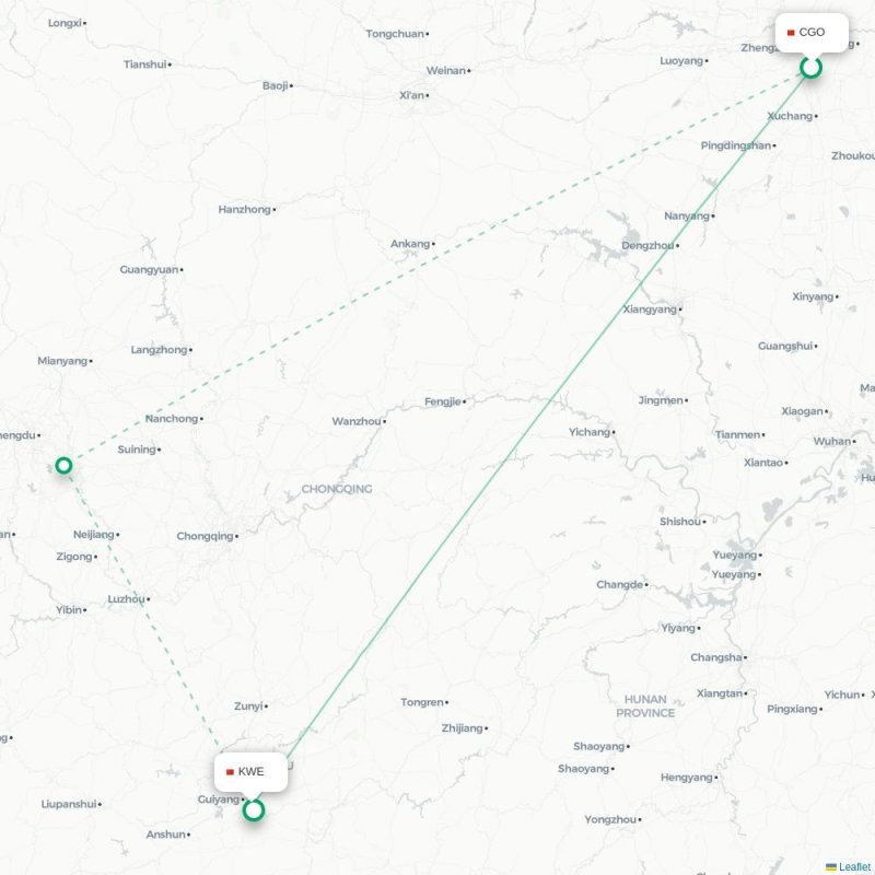 CGO - KWE route map