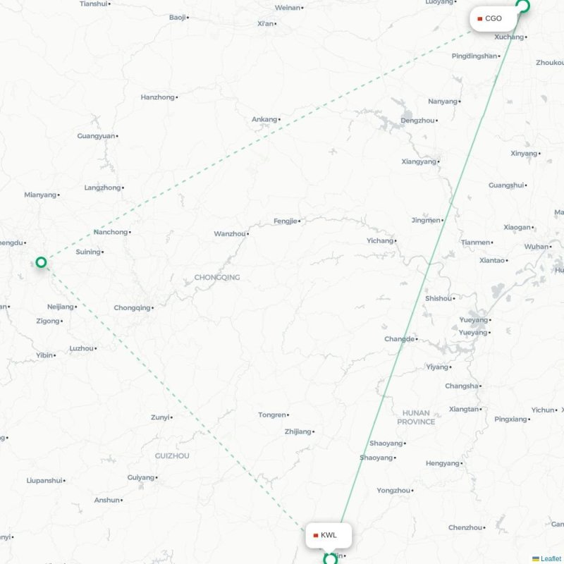 CGO - KWL route map