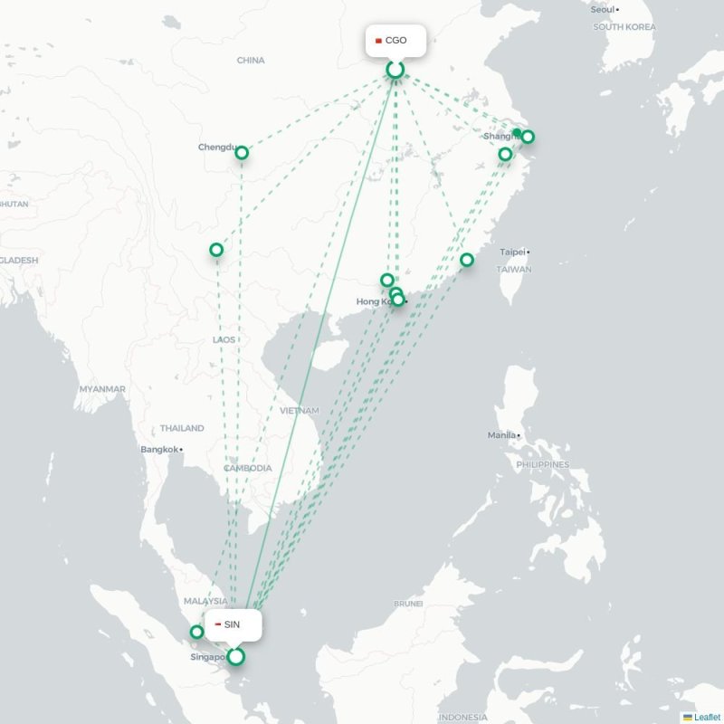 CGO - SIN route map