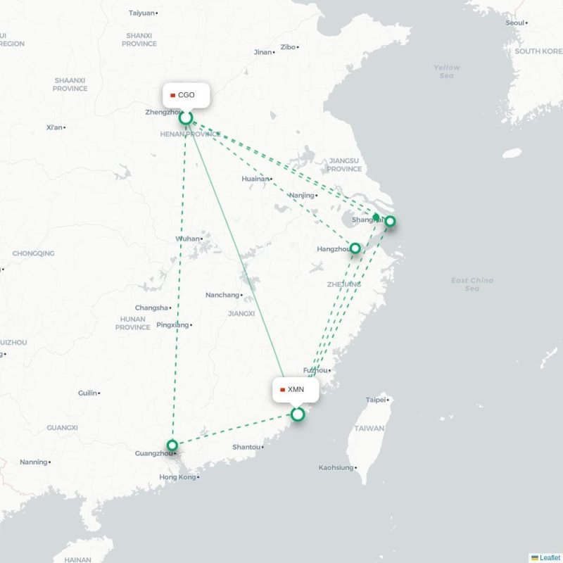 CGO - XMN route map