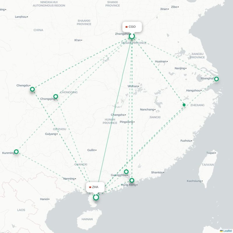 CGO - ZHA route map