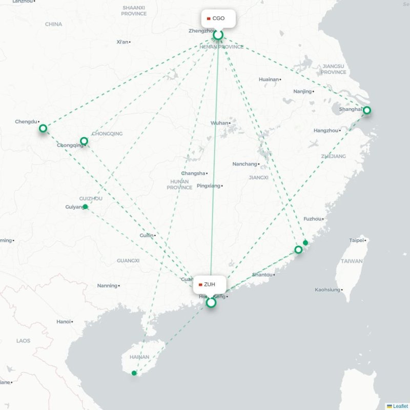 CGO - ZUH route map