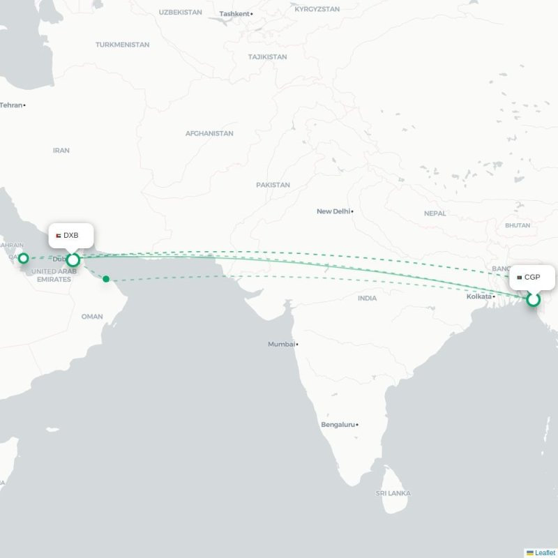 CGP - DXB route map