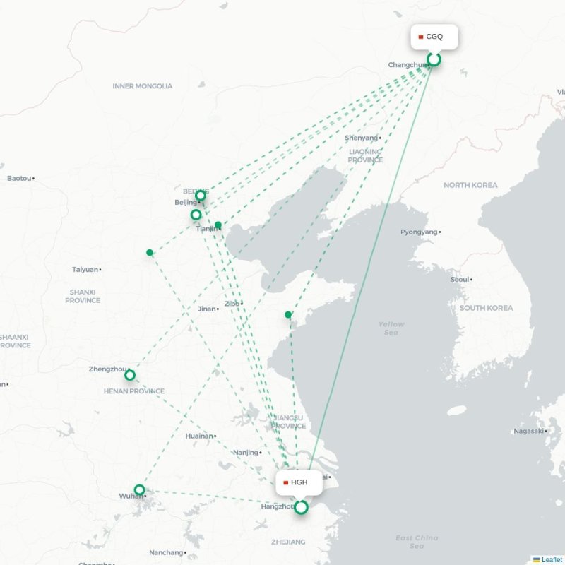 CGQ - HGH route map